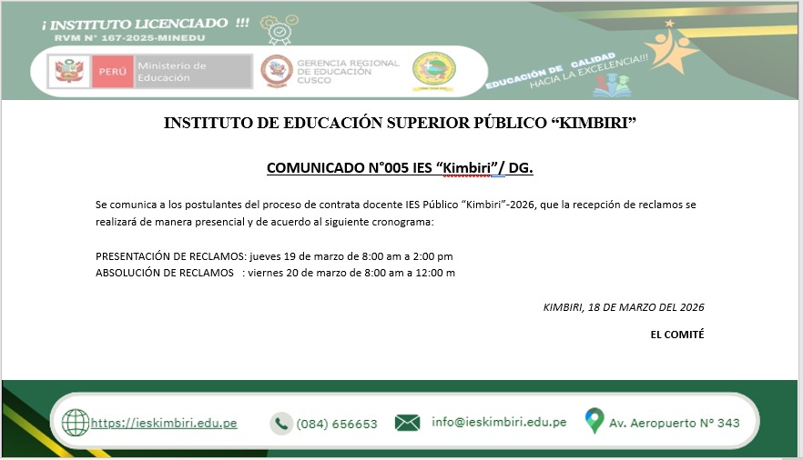 RECLAMOS DE LA EVALUACIÓN CURRICULAR
